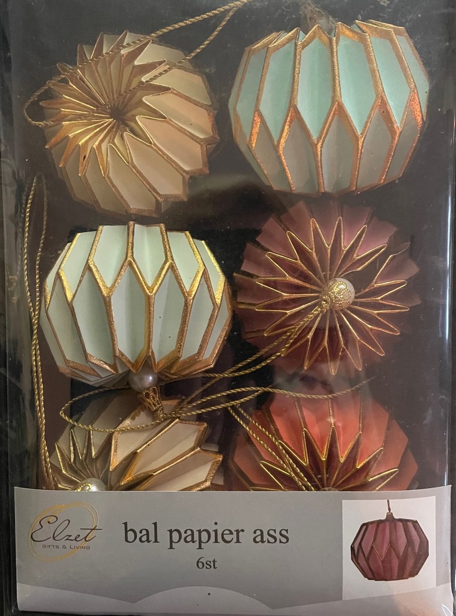 KERSTBALLEN PAPIEREN BALLEN FEEST PER 6 STUKS.