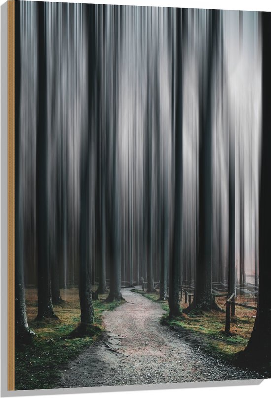 WallClassics - Hout - Hele Hoge Abstracte Bomen - 70x105 cm - 12 mm dik - Foto op Hout (Met Ophangsysteem)