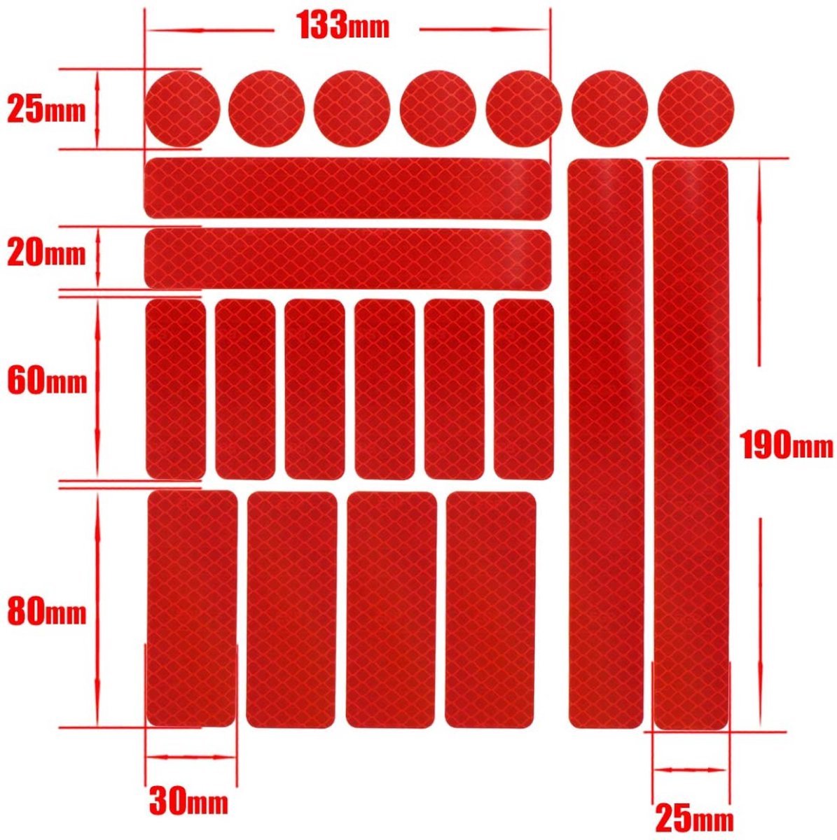 Fietsreflector - Reflecterende Veiligheids stickers rood - Reflectie tape voor in het verkeer - Maak wandelwagens, koffers, buggy's, skelters, helms, fietsen etc goed zichtbaar in het donker. — afbeelding 2