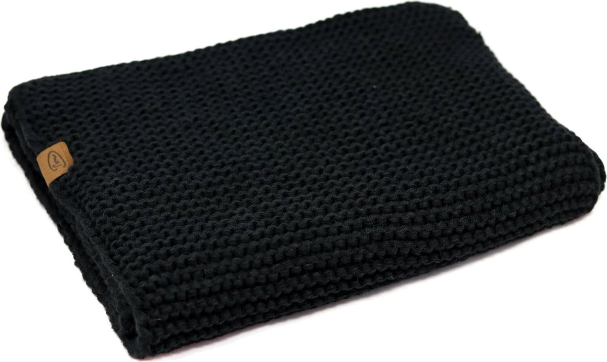 Royale gebreide sjaal - zwart - knitwear unisex - zwarte sjaal - wintersjaal zwart - acryl - I'm Dutch