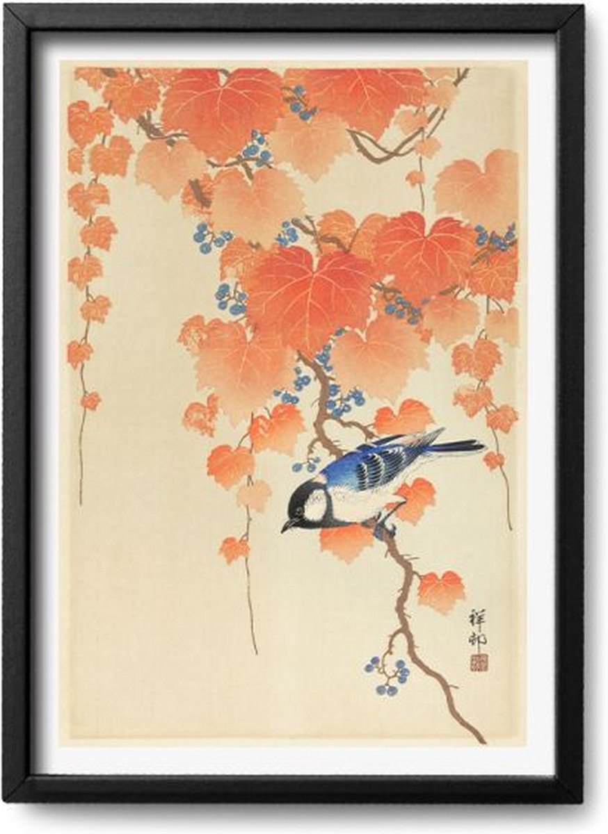 Poster Ohara Koson - A4 - 21 x 30 cm - Inclusief lijst (Zwart Aluminium)