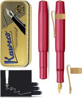 Kaweco Cadeauset - 1 Vulpen - Nostalgic Octagonal Clip Vergoldet - ALUMINIUM SPORT - Sport Aluminium Ruby Red - Medium - Vintage blikje - Extra Doosje Vullingen