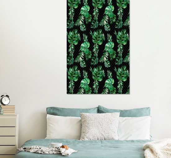 Wanddecoratie Metaal - Aluminium Schilderij Industrieel - Bloemen - Bladeren - Monstera - 100x150 cm - Dibond - Foto op aluminium - Industriële muurdecoratie - Voor de woonkamer/slaapkamer