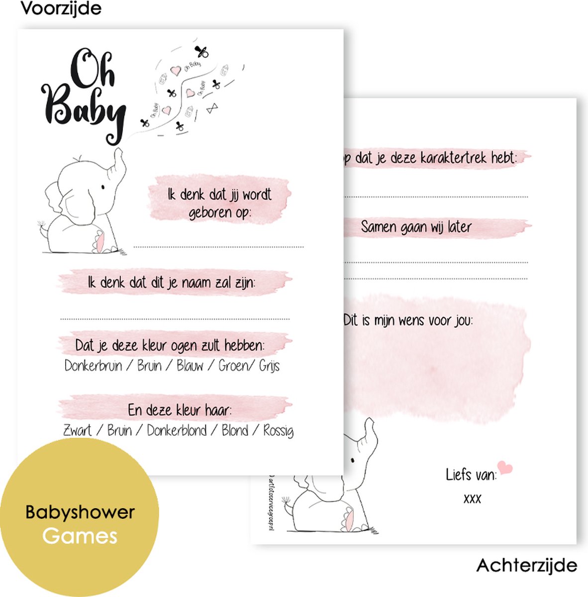 Speelkaarten Voor Babyshower - 30 Stuks Met 3 Spelletjes Voor Een Onvergetelijk Geboortefeest