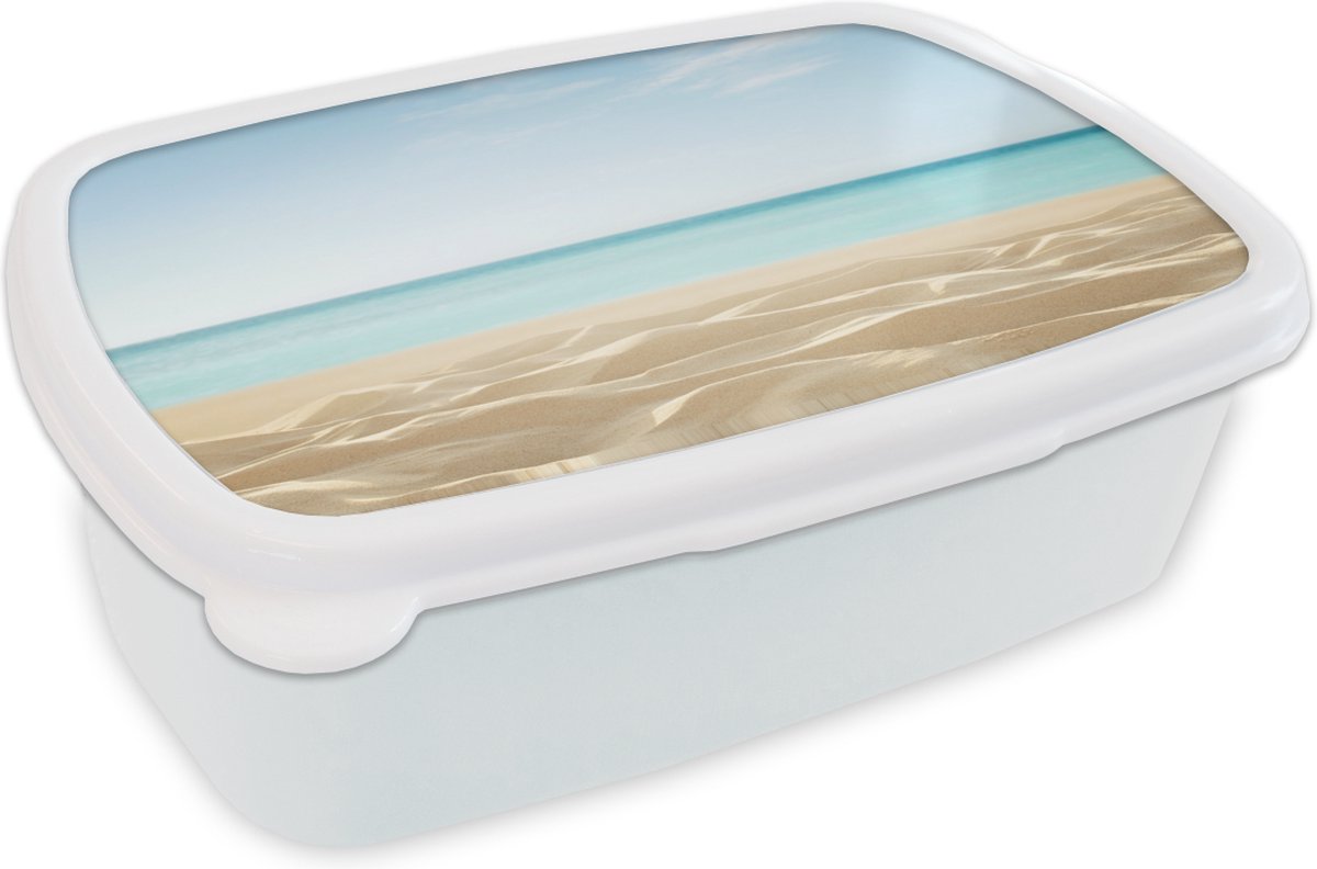 Broodtrommel Wit - Lunchbox - Brooddoos - Strand - Zee - Zand - 18x12x6 cm - Volwassenen