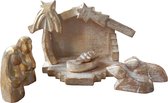 Floz Design houten kerststal - eenvoudig uitgesneden kerstgroep - goud - fairtrade
