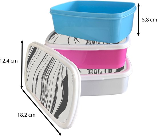 Lunch box Rose - Lunch box - Boîte à pain - Marbre - Grijs - Motifs - 18x12x6 cm - Enfants - Fille