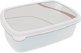 Broodtrommel Wit - Lunchbox - Brooddoos - Lijn - Pastel - Design - 18x12x6 cm - Volwassenen