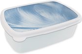 Broodtrommel Wit - Lunchbox - Brooddoos - Blauw - Acrylverf - Design - 18x12x6 cm - Volwassenen
