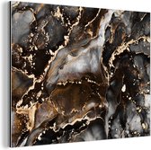 Wanddecoratie Metaal - Aluminium Schilderij Industrieel - Marmer - Goud - Glitter - Luxe - 80x60 cm - Dibond - Foto op aluminium - Industriële muurdecoratie - Voor de woonkamer/slaapkamer