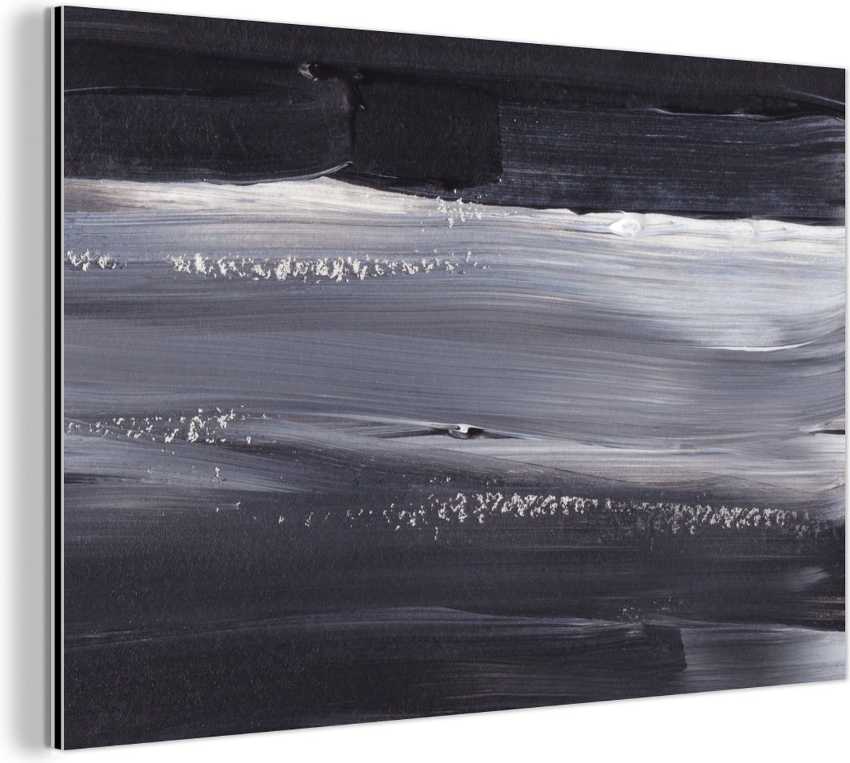 Wanddecoratie Metaal - Aluminium Schilderij Industrieel - Verf - Abstract - Zwart - 90x60 cm - Dibond - Foto op aluminium - Industriële muurdecoratie - Voor de woonkamer/slaapkamer