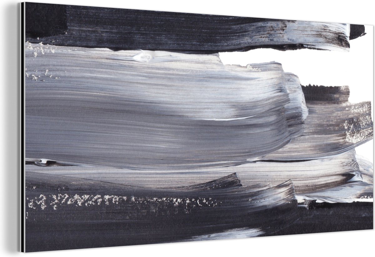Wanddecoratie Metaal - Aluminium Schilderij Industrieel - Verf - Zwart - Design - 160x80 cm - Dibond - Foto op aluminium - Industriële muurdecoratie - Voor de woonkamer/slaapkamer
