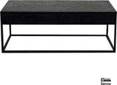 Salontafel Mangohout Jax met 2 lades - Visgraat - Zwart - 120 cm