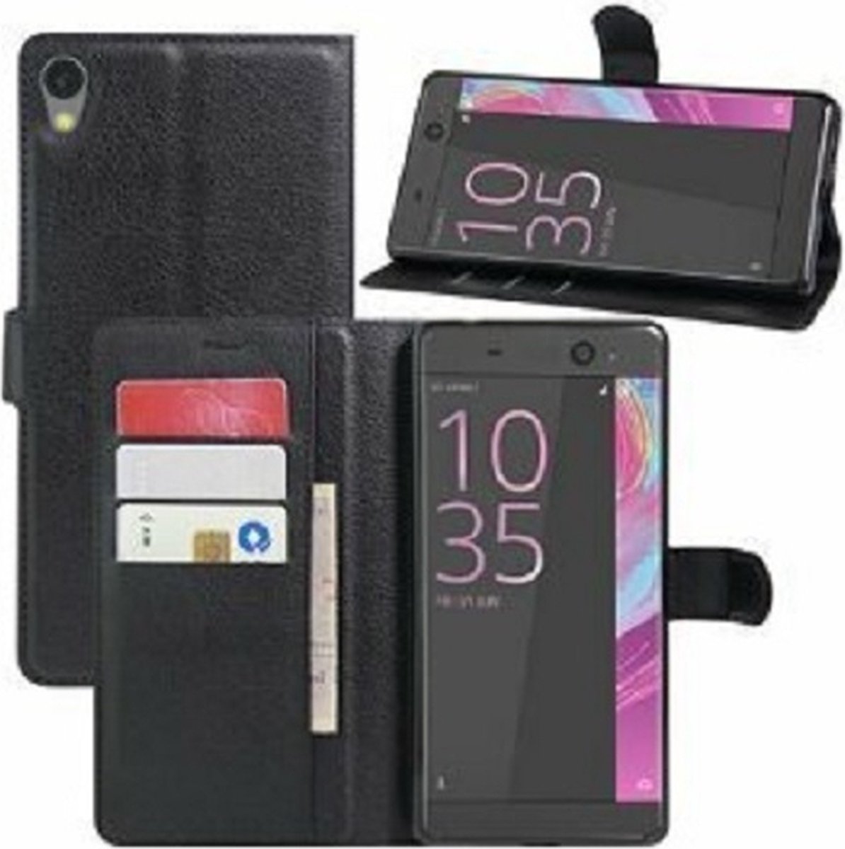 Sony Xperia XA Hoesje Met Pasjeshouder Bookcase Zwart