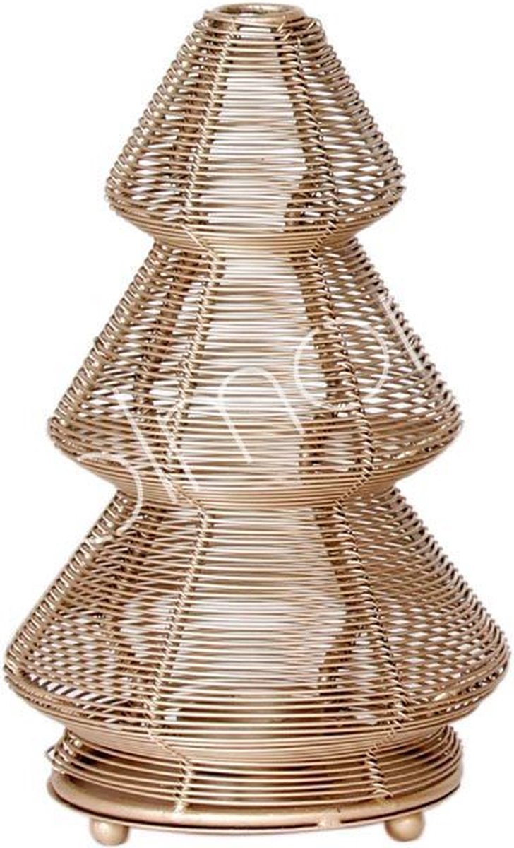 Colmore - Waxinelichthouder Kerstboom - Champagne - 15x15x21 cm
