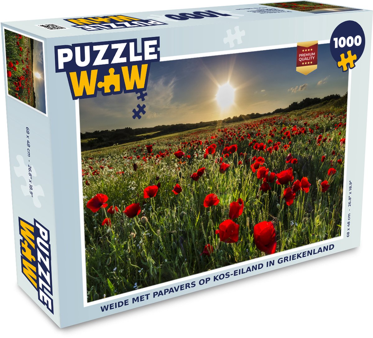 Puzzel Weide met papavers op Kos-eiland in Griekenland - Legpuzzel - Puzzel 1000 stukjes volwassenen