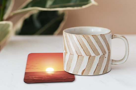 Sous-verres -verres - Mer - Soleil - Oranje - 10x10 cm - 6 pièces