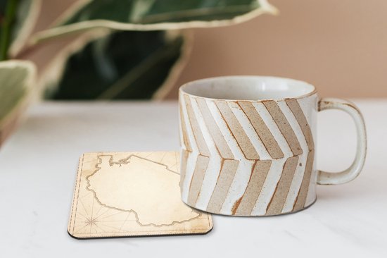 Sous- Sous-verres pour verres - une carte antique avec la Tanzanie dessus - 10x10 cm - 6 pièces