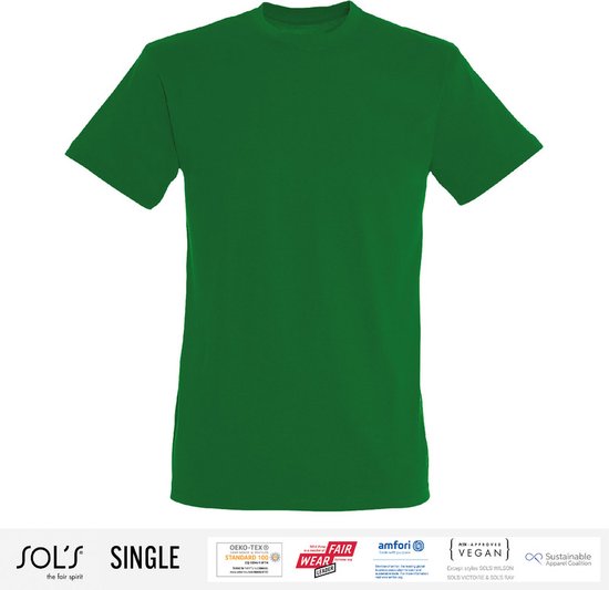 Sol's Heren T-Shirt 100% biologisch katoen Ronde hals Kelly Groen Maat XL