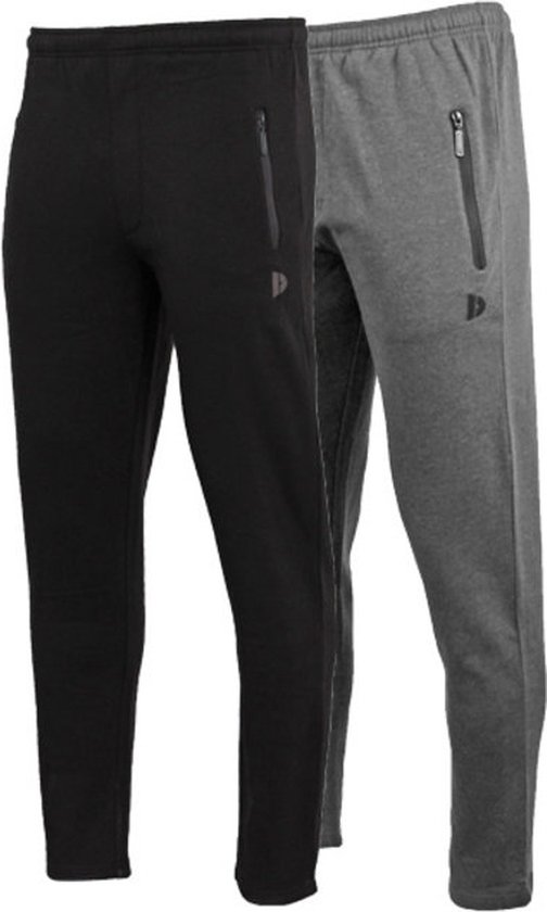 2-Pack Donnay - Joggingbroek met rechte pijp - sportbroek - Heren - Maat XL - Zwart/Charcoal-marl (1030)