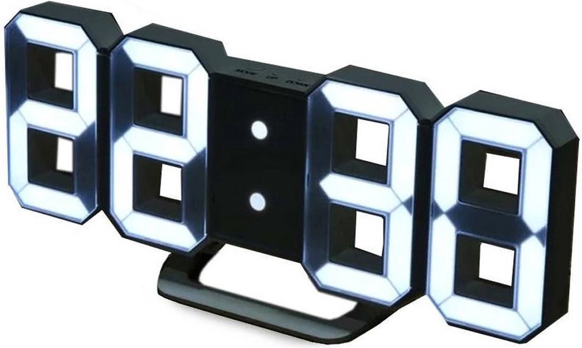 3D Led wekker - Klok - Tafel - Thermometer - Alarm - USB - Zwart