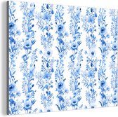 Wanddecoratie Metaal - Aluminium Schilderij Industrieel - Bloemen - Anemoon - Blauw - Patroon - 80x60 cm - Dibond - Foto op aluminium - Industriële muurdecoratie - Voor de woonkamer/slaapkamer