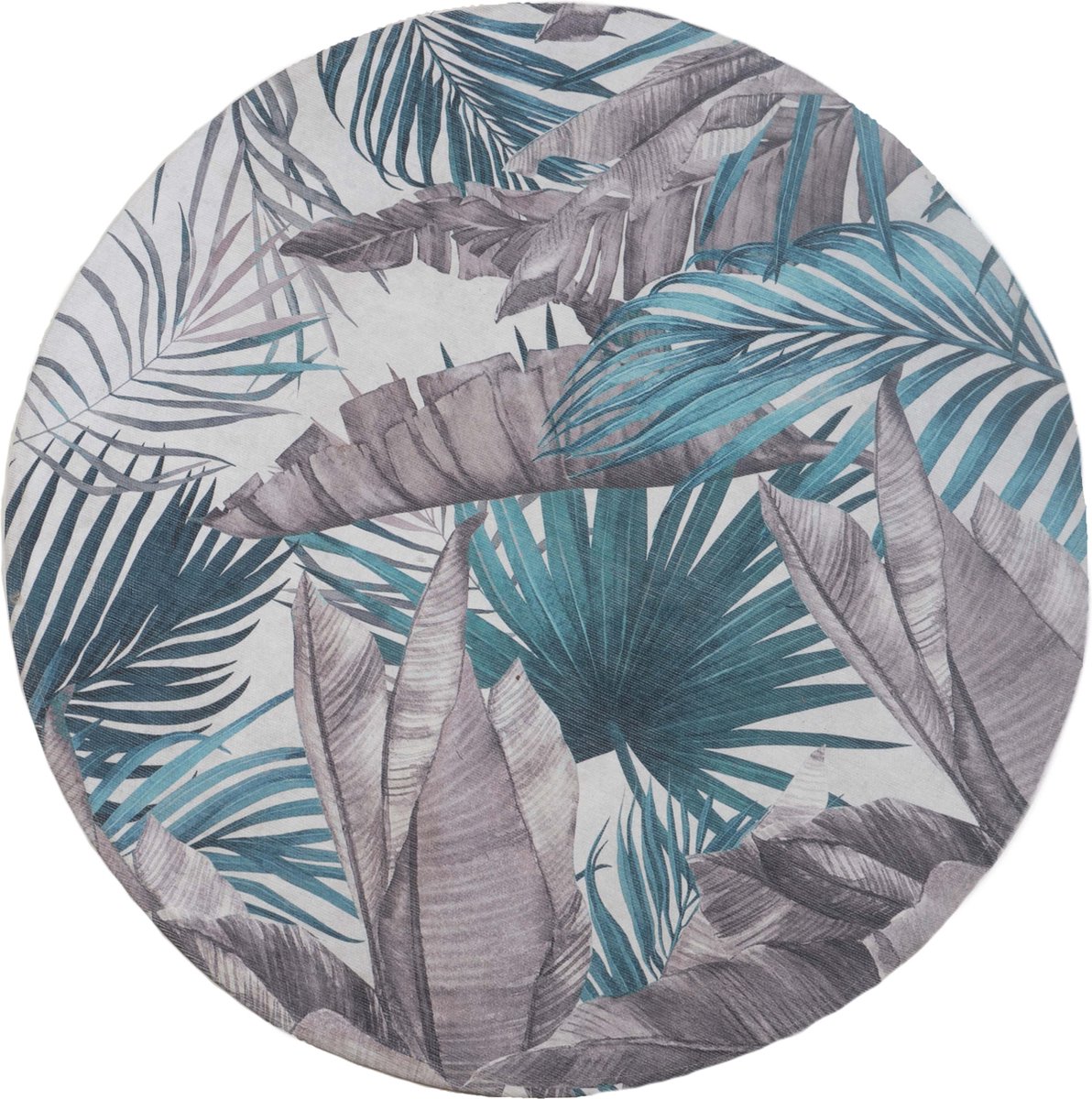 Vloerkleed Palm Green Rond ø160 cm - Laagpolig Vloerkleed – Botanisch / Tropisch Design