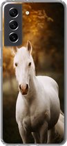 Geschikt voor Samsung Galaxy S21 FE hoesje - Paard - Licht - Zon - Siliconen Telefoonhoesje