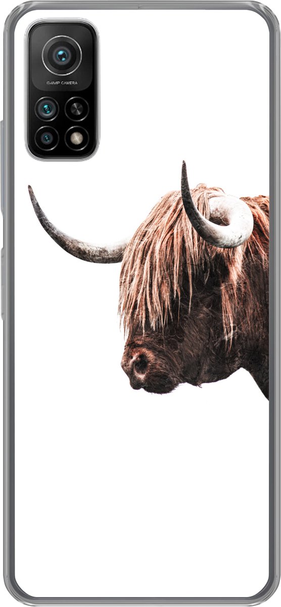 Telefoonhoesje Geschikt voor Xiaomi Mi 10T 5G hoesje - Schotse hooglander - Hoorn - Portret - Siliconen Telefoonhoesje Telefoonhoesje
