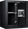 Raykon Grand Coffre-fort Électronique avec Serrure à Combinaison - Coffre-fort avec Clé - Code Cash Safe Résistant au Feu - Zwart