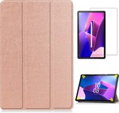 Case2go - Tablet hoes & Screenprotector geschikt voor Lenovo Tab M10 (3e generatie) (TB328FU, TB328XU) - 10.1 inch - Tri-Fold Book Case met Auto/Wake functie - Rosé-Gold