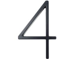 foto van Amato Black nr. 4 - 125mm - zwart modern huisnummer - zwart huisnummer - huisnummer zwart - huisnummer 4