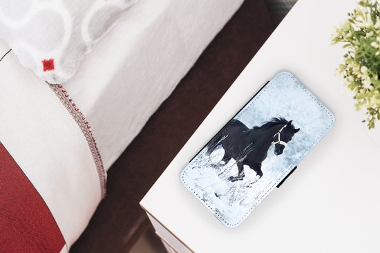 Étui pour téléphone iPhone 8 Bookcase - Cheval - Neige - Hiver - Avec poches - Étui portefeuille avec fermeture magnétique