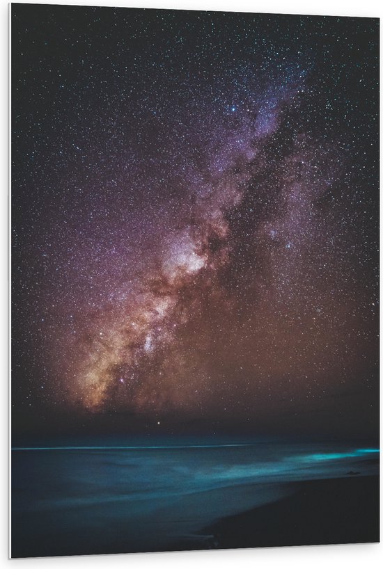 WallClassics - Plaque de Mousse PVC - Ciel Étoilé au Bord de la Mer - 80x120 cm Photo sur Plaque de Mousse PVC