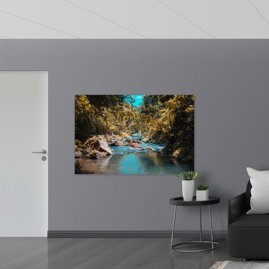 Dibond - Takkenboog over Rivier - 150x100 cm Foto op Aluminium (Wanddecoratie van metaal)