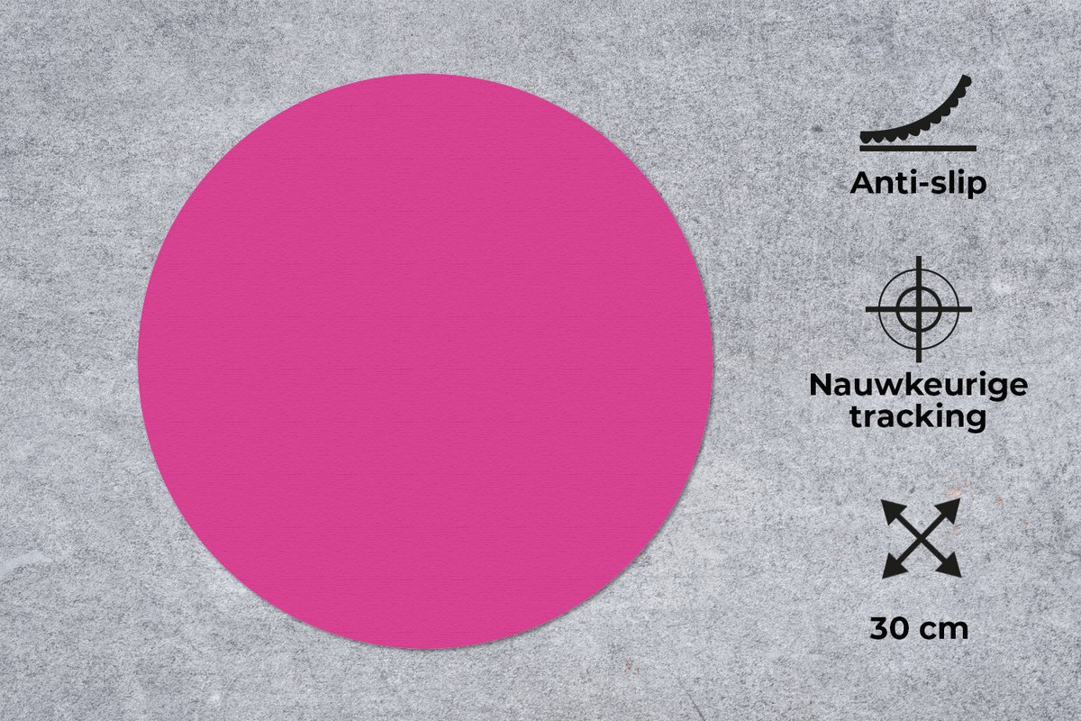 Muismat rond 30x30 cm - Mousepad Fuchsia - Neon - Kleuren - Ronde muismatten