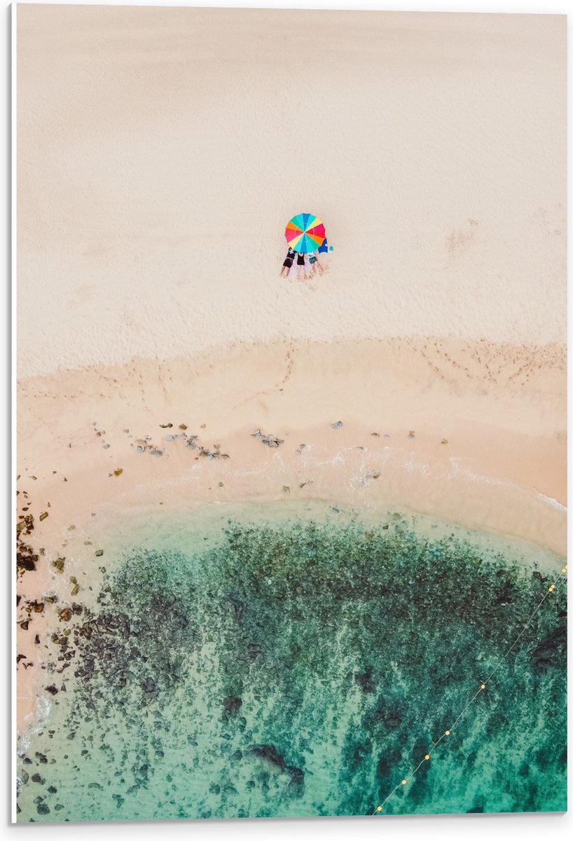 PVC Schuimplaat- Parasol op het Strand - 40x60 cm Foto op PVC Schuimplaat
