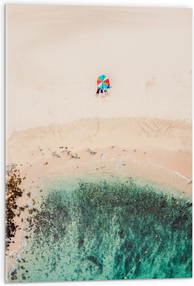 Acrylglas - Parasol op het Strand - 50x75 cm Foto op Acrylglas (Wanddecoratie op Acrylaat)