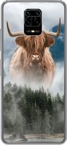Geschikt voor Xiaomi Redmi Note 10 Lite hoesje - Schotse hooglander - Koeien - Mist - Siliconen Telefoonhoesje