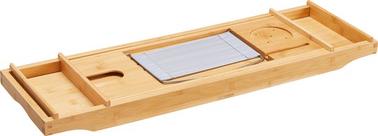 ACAZA Badplank - Badrek - Badplank voor in bad – Uitschuifbaar van 75 tot 109 cm Breed - Bamboe