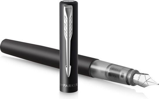 Parker Vector Vulpen | Roestvrij staal met Chrome Trim | Medium penpunt | Blauwe Inkt | Geschenkdoos Parker Vector Vulpen | Roestvrij staal met Chrome Trim | Medium penpunt | Blauwe Inkt | Geschenkdoos