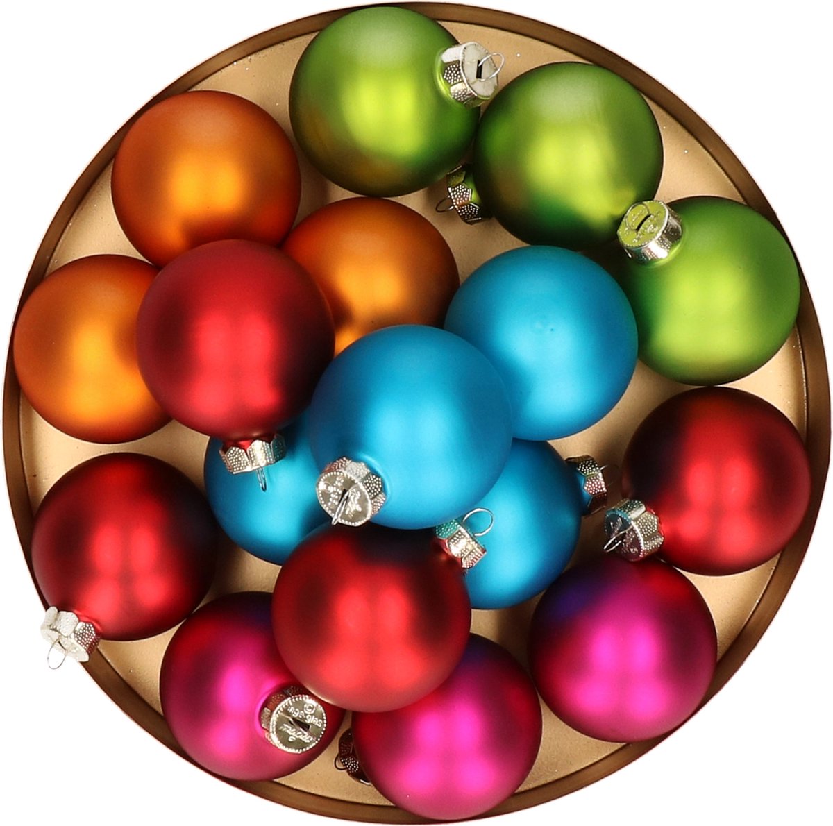 Kerstballen 30st glas gekleurd mat 6 cm