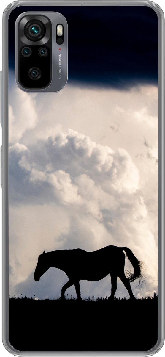 Telefoonhoesje Geschikt voor Xiaomi Geschikt voor Redmi Note 10S hoesje - Paard - Wolken - Schaduw - Siliconen Telefoonhoesje Telefoonhoesje