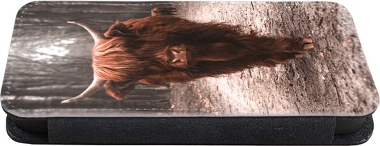 Étui pour iPhone XR Bookcase - Animaux - Highlander écossais - Forêt - Avec compartiments - Étui portefeuille avec fermeture magnétique