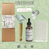 green-goose® Scheerset | CareBox Shave Pack | Bamboe Klassiek Scheermes | 10 Scheermesjes | Scheerolie | Verzorgende Geitenmelkzeep |