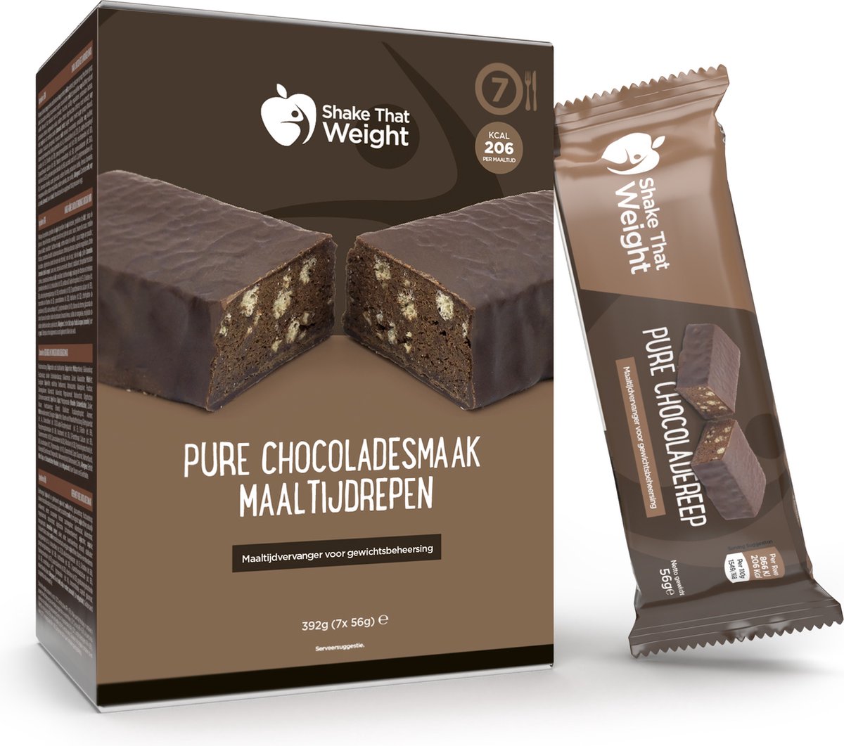 Pure Chocoladesmaak Maaltijdrepen (doos van 7 porties) - Hoog proteïnegehalte - 20+ Vitamines en Mineralen - Afvallen & Diëten | Maaltijdreep | Eiwitrijke Reep | Maaltijdvervanger Repen