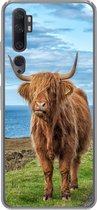 Geschikt voor Xiaomi Mi Note 10 hoesje - Schotse Hooglander - Water - Horens - Siliconen Telefoonhoesje