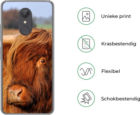 Coque Xiaomi Redmi 5 - Highlander écossais - Herbe - Arbre - Coque de téléphone en Siliconen