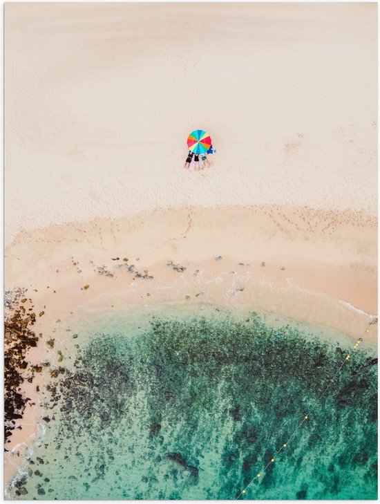 WallClassics - Poster Brillant - Parasol sur la Plage - 30x40 cm Photo sur Papier Poster avec Finition Brillante