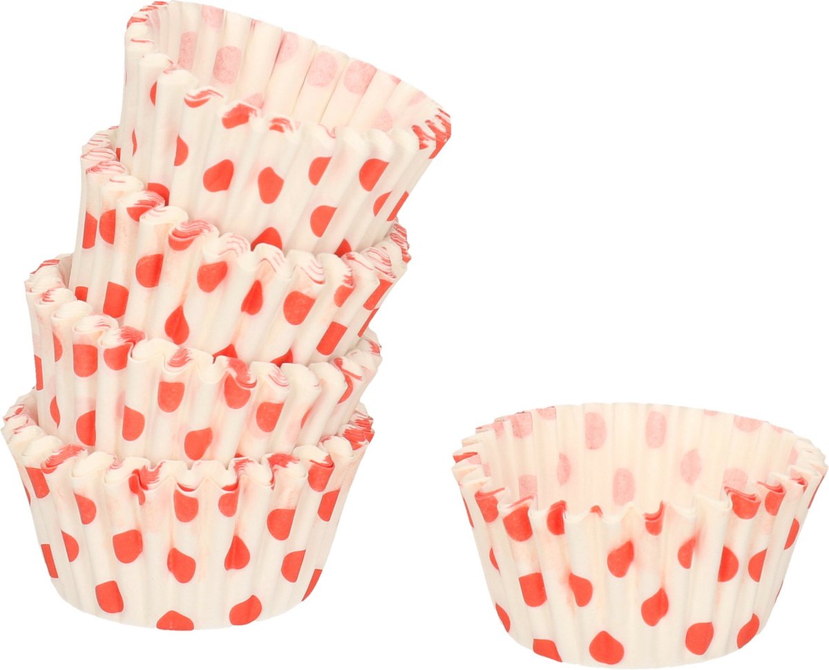 Mini muffin en cupcake vormpjes - 180x - rood - papier - 4 x 4 x 2 cm